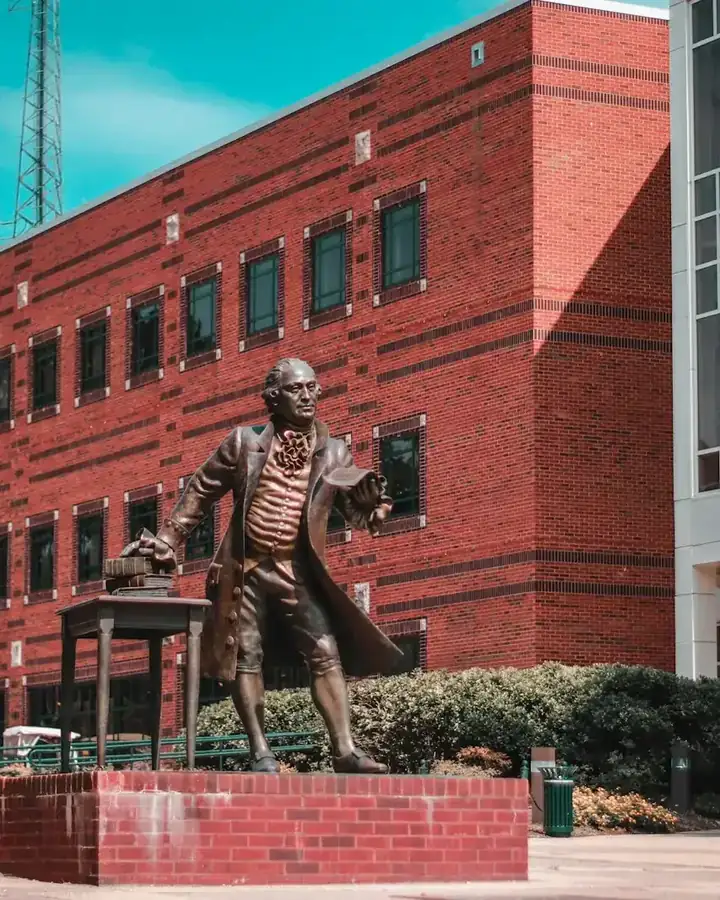George Mason statue on the George Mason University campus in Fairfax, Virginia