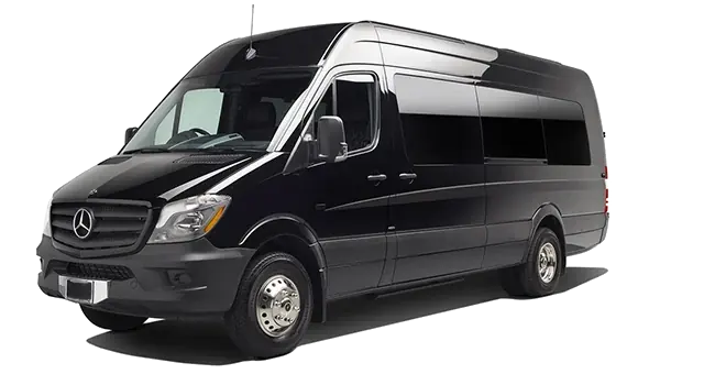 Black Mercedes Sprinter from Alpha's fleet
